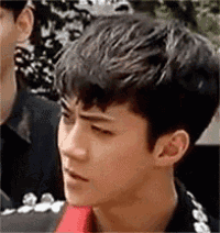 a close up of a young man 's face with a slight smile on his face .