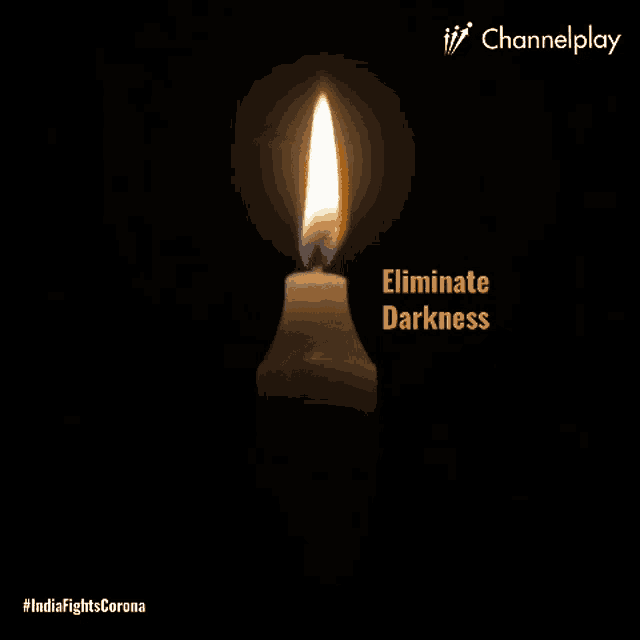 a candle is lit up in the dark with the words " eliminate darkness " above it