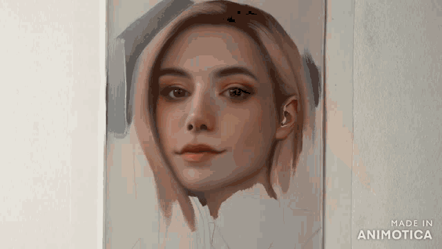 a painting of a woman 's face is being made by animatica