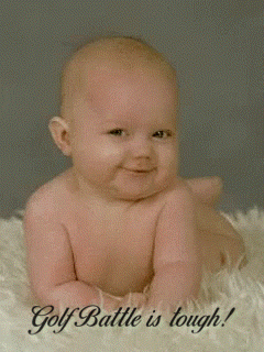 a baby is laying on a blanket with the words golf battle is tough on the bottom
