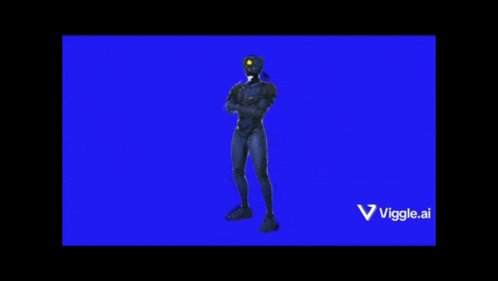 a blue screen with a robot on it and the words viggle.ai at the bottom