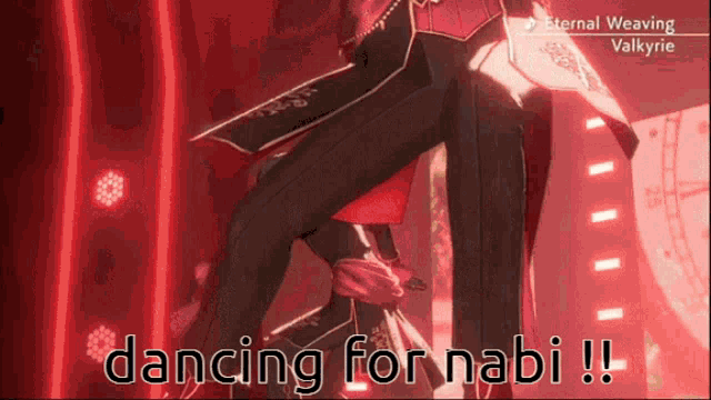 a video game character is dancing with the words dancing for nabi !