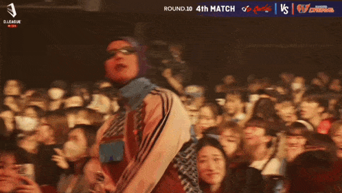 a poster for jillie jay dip battles shows a man dancing in front of a crowd of people