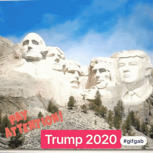 a picture of the presidents of the united states and the words pay attention trump 2020