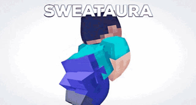 a picture of a minecraft character with the word sweataura on it
