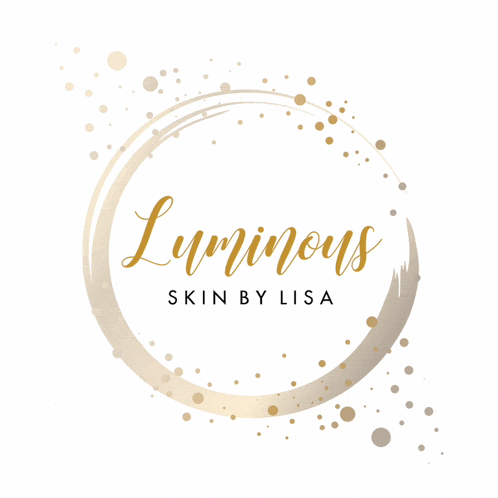 a logo for luminous skin by lisa has a gold circle