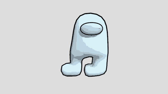 a white among us character is standing on a grey background