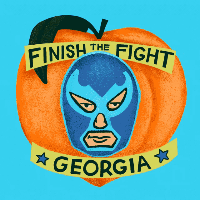 an orange pumpkin with a blue mask and the words finish the fight georgia on it