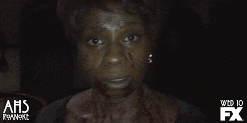 a woman with blood on her face is featured in an advertisement for a horror show called ahs