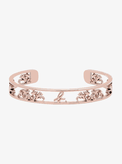 a rose gold bracelet with the letter a on it