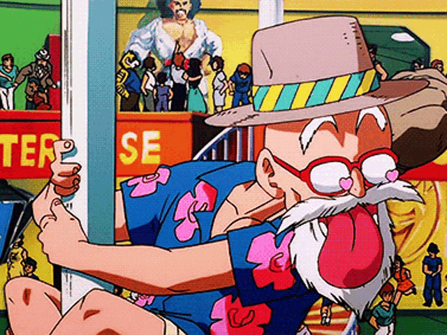a cartoon of a man with a beard wearing glasses and a hat with the word se on it