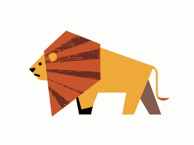 a lion with a striped mane and tail