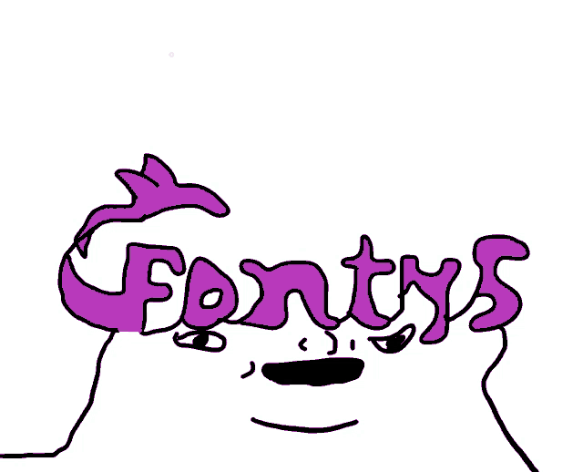 a drawing of a person with the word fontys written in purple letters