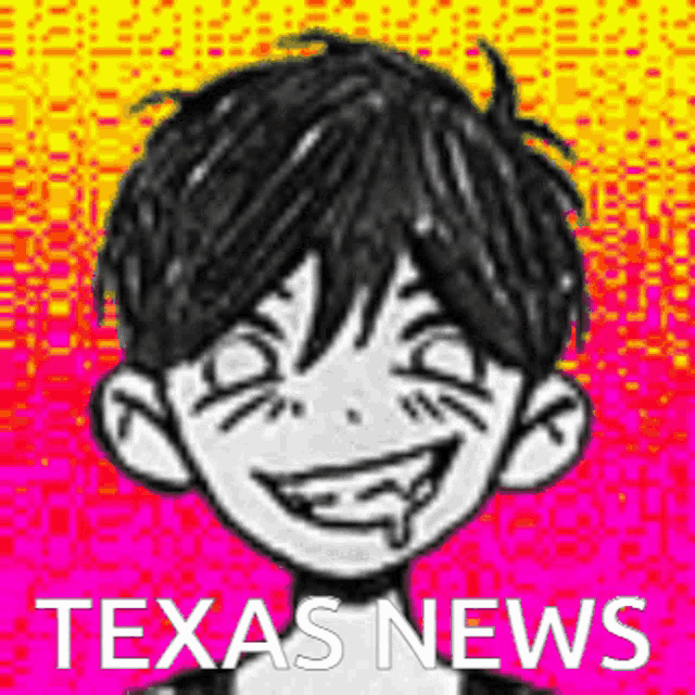 a drawing of a boy with a smiley face and the words `` texas news '' .