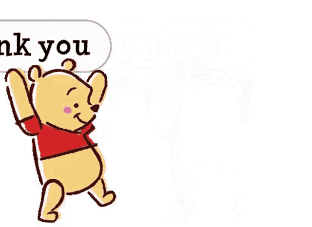 a cartoon of winnie the pooh and piglet giving a thank you