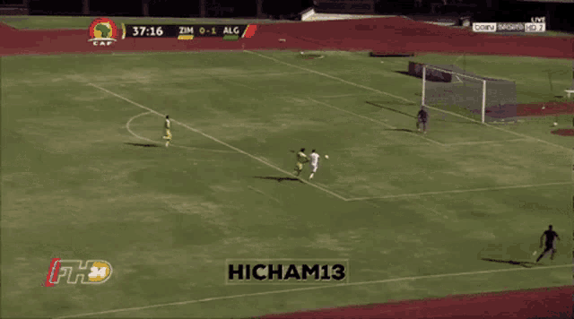 a soccer game between zimbabwe and alg is being broadcast on fh24