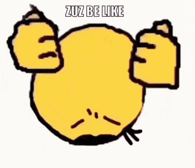 a yellow smiley face with its mouth open and the words zuz be like on it .
