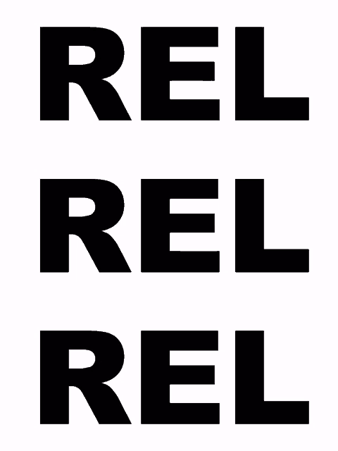 a black and white sign that says rel rel rel
