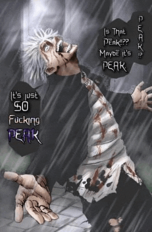 a cartoon of a man with a bloody shirt and tie is screaming .