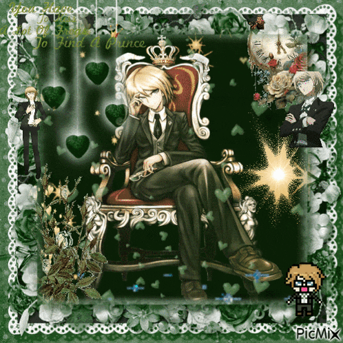 a picture of a man in a suit sitting on a throne with the words " to find a prince " on it