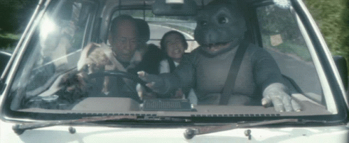 Godzilla Driving GIF - Godzilla Driving Minilla GIFs