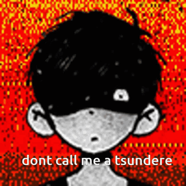 a black and white drawing of a boy with the words `` dont call me a tsundere '' written on it .
