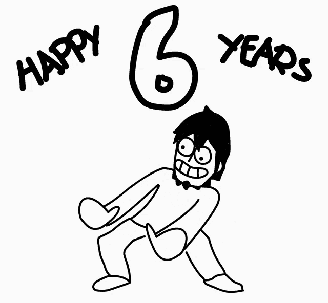 a black and white drawing of a man with the words happy 24 years