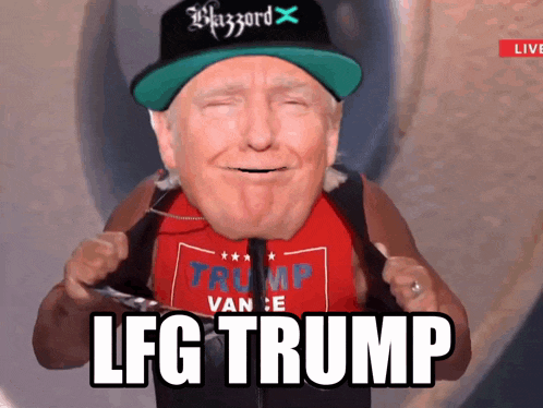 a man wearing a hat and a shirt that says trump van e