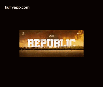a poster for a movie called republic shows a group of people standing in a field .