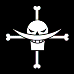 a white skull and crossbones with a beard on a black background .