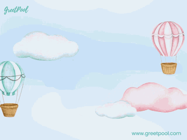 a blue background with hot air balloons and the word bon voyage