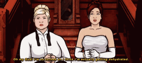 a woman in a white dress says oh my god