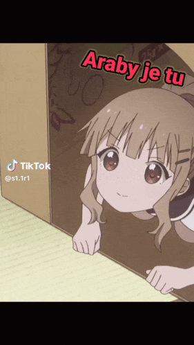 a tiktok video of a girl peeking out of a closet