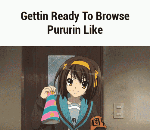 a picture of a girl with the words gettin ready to browse pururin like on the bottom