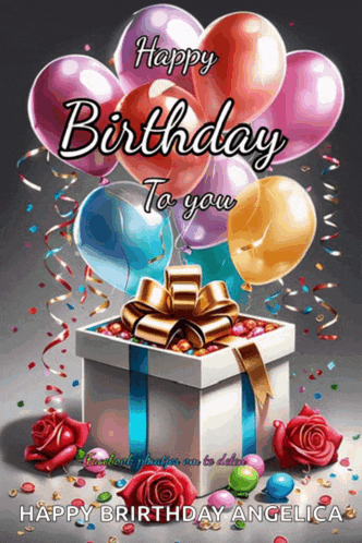 a birthday card with balloons and roses says happy birthday to you