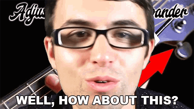 a man wearing glasses with the words well how about this on the bottom