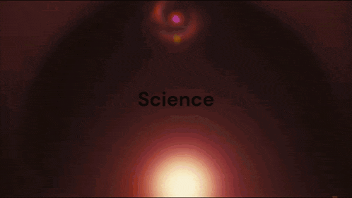 a red background with the word science in white letters