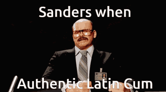 a man in a suit and tie with blood coming out of his head and the words authentic latin gum