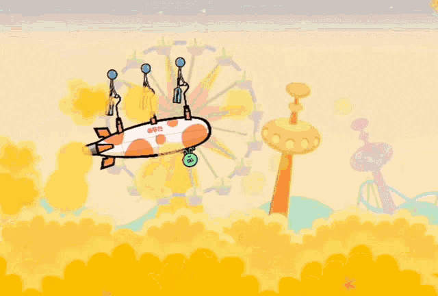 a cartoon drawing of a blimp with the word air written on it