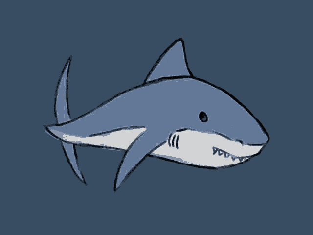a drawing of a shark with its mouth open
