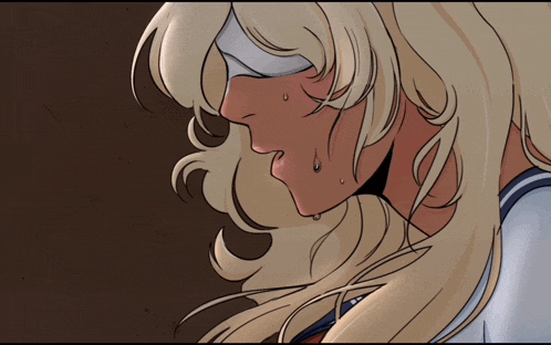 a drawing of a girl with blonde hair and a tear running down her face