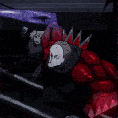 a cartoon character with a red glove is being punched