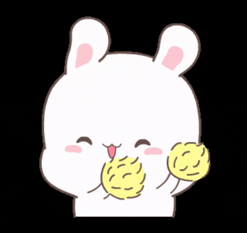 a sticker of a white rabbit with chinese writing on it