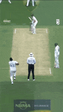 a cricket game is being played on a field