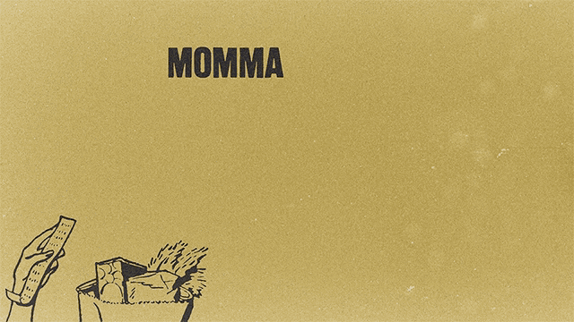 an advertisement for momma in the kitchen shows a woman cooking