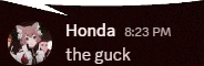 a speech bubble with a picture of a girl and the words honda 8:23 pm the guck