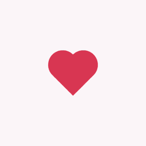 a red heart on a white background with a shadow