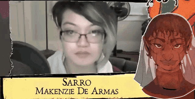 a picture of a woman with the name sarro on the bottom
