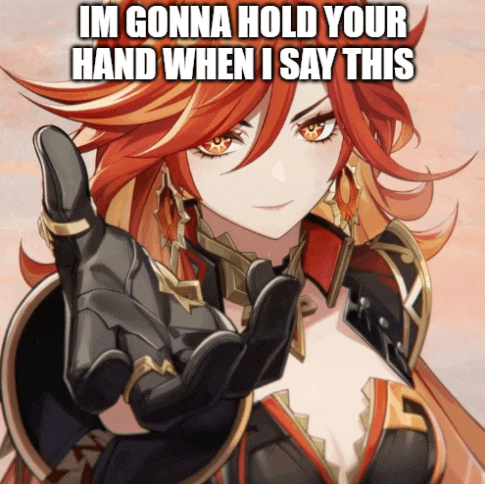 a picture of a girl with red hair and a caption that says i 'm gonna hold your hand when i say this