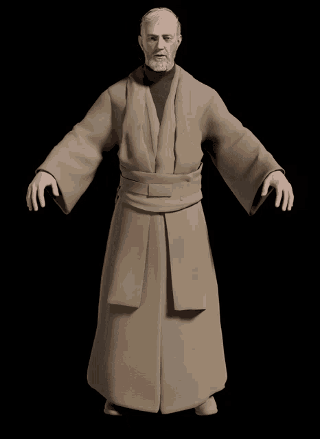 a man with gray hair and a beard is wearing a brown robe
